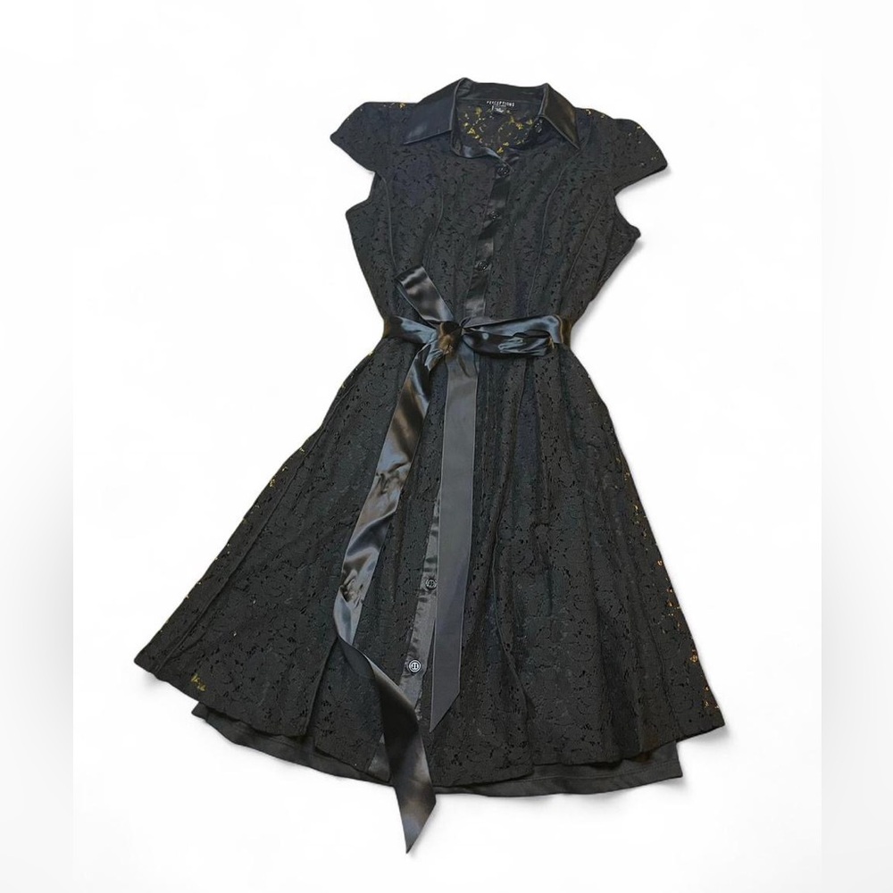 Perceptions New York | Black Lace Midi Dress